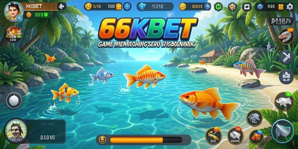 Screenshot gameplay 66KBET menunjukkan aksi memancing yang seru dan menarik.