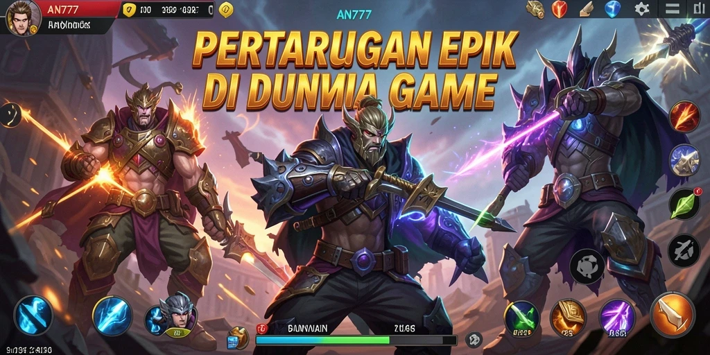 Karakter beraksi dalam pertarungan penuh strategi dan adrenalin.