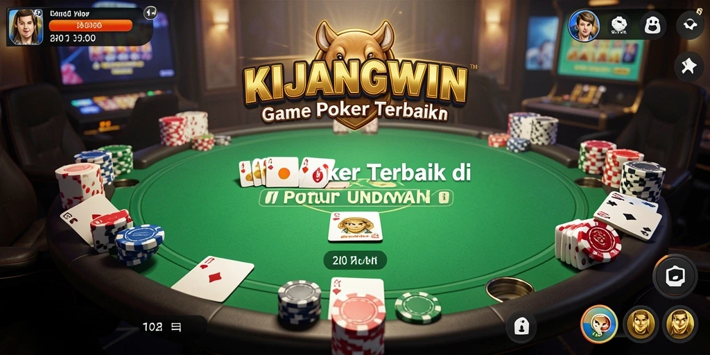 Tampilan gameplay menarik dari KIJANGWIN dengan suasana poker yang seru.