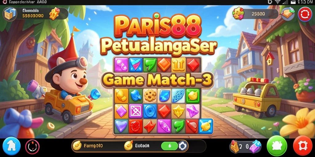 Tangkapan layar permainan PARIS88 yang menunjukkan aksi Match-3 yang seru.