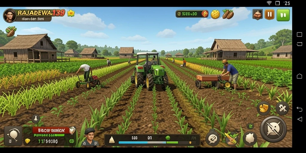 Screenshot <strong>RAJADEWA138</strong> menampilkan aktivitas bertani yang seru dan interaktif.