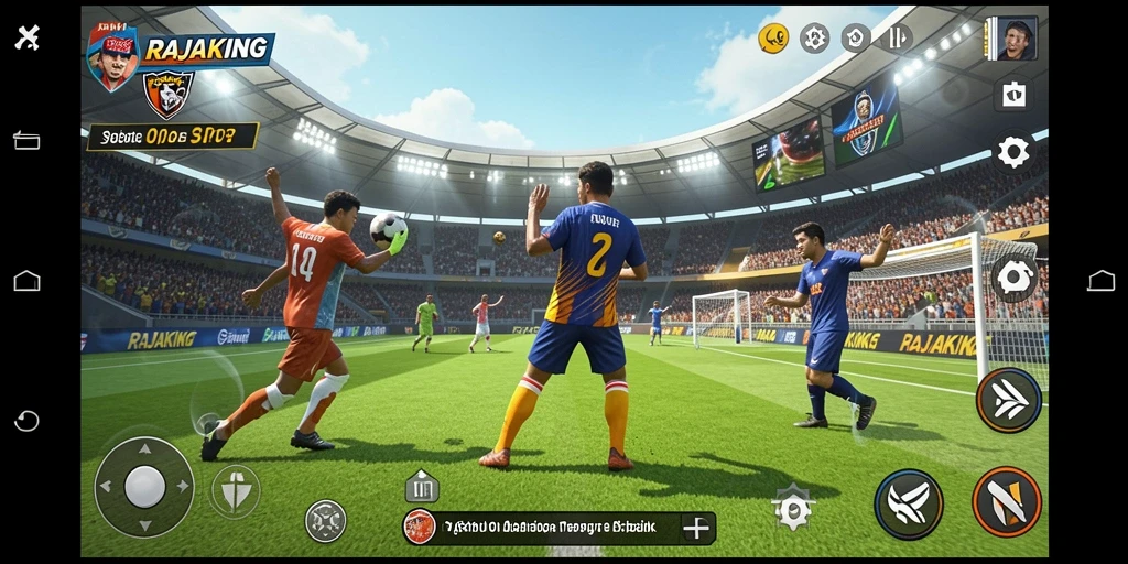 Screenshot gameplay RAJAKING yang menunjukkan aksi olahraga seru.