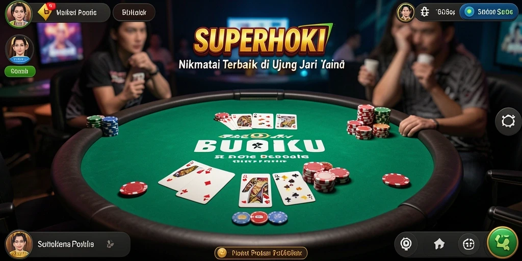 Tampilan menarik dari gameplay poker SUPERHOKI yang seru.