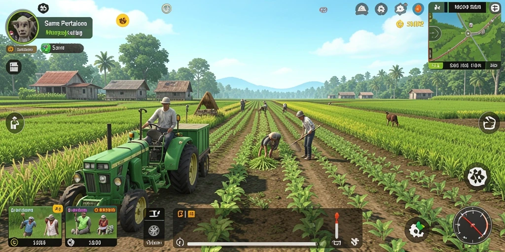 Screenshot gameplay SVIP2 menampilkan kegiatan pertanian yang menyenangkan.