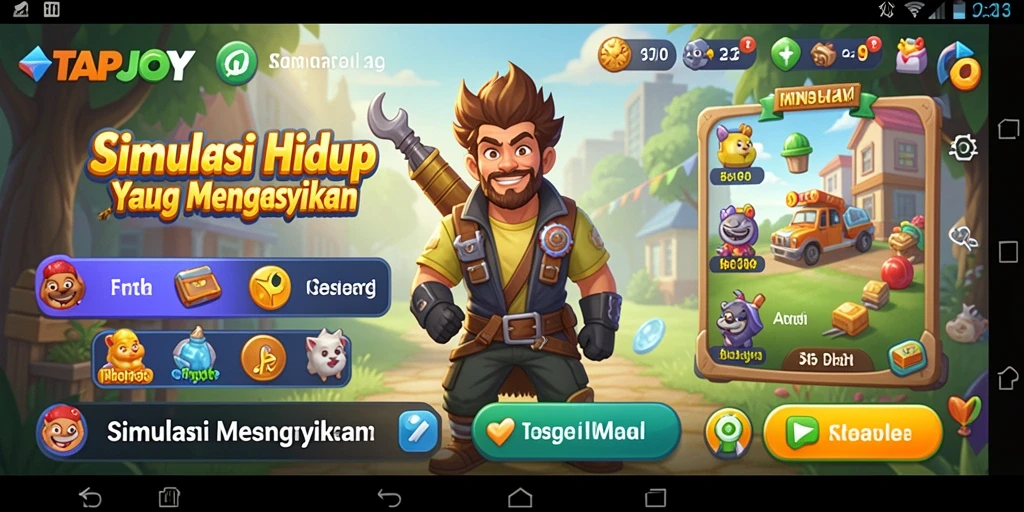 Tampilan gameplay TAPJOY yang menarik dan interaktif.